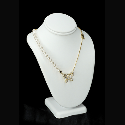 BUTTERFLY & PEARL HALF-AND-HALF NECKLACE