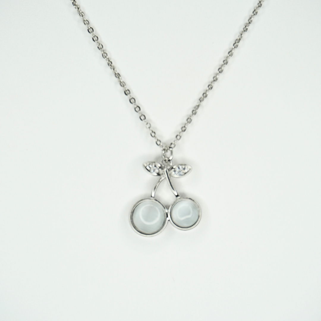 SILVER CHERRY PEARL NECKLACE