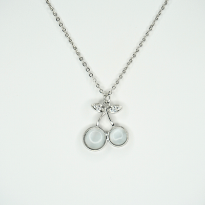 SILVER CHERRY PEARL NECKLACE