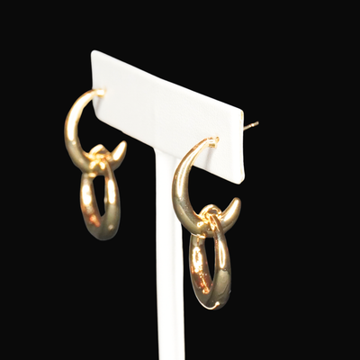 GOLD INTERLOCK HOOP EARRINGS