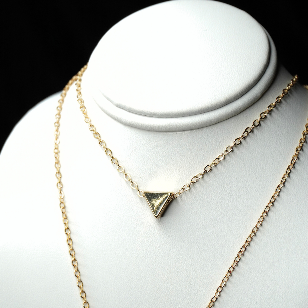 DOUBLE LAYERED GOLD PENDANT NECKLACE